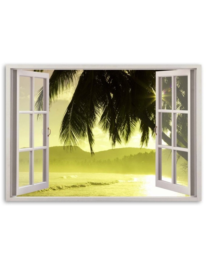 Canvas print - Window view of palm trees | FEEBY