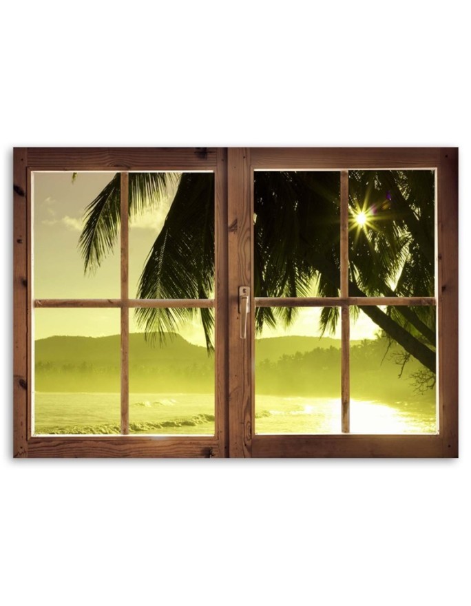 Canvas print - Window sea and palm tree | FEEBY