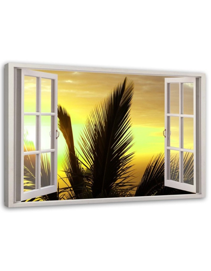 Canvas print Window - palm...