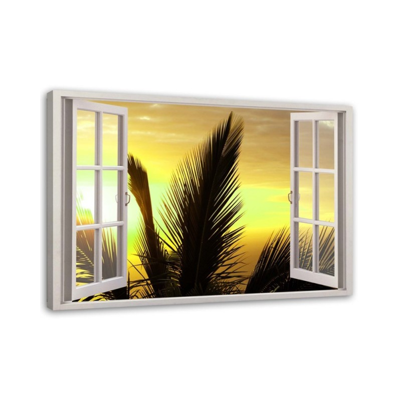 Window palm tree landscape - Canvas prints for living room | FEEBY