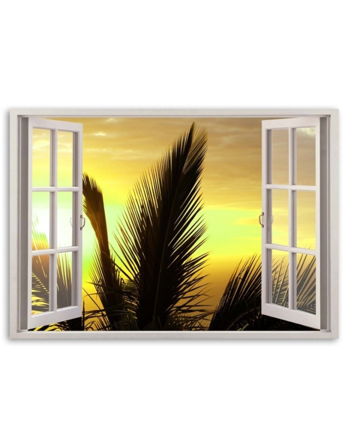 Window palm tree landscape - Canvas prints for living room | FEEBY