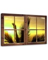 Window view of palm leaves - Canvas painting | FEEBY