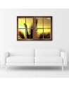 Window view of palm leaves - Canvas painting | FEEBY