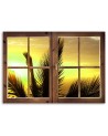 Window view of palm leaves - Canvas painting | FEEBY