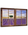 Window lavender field - Modern canvas painting for bedroom | FEEBY