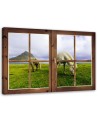 Window horse view - Canvas painting for living room | FEEBY