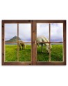 Window horse view - Canvas painting for living room | FEEBY