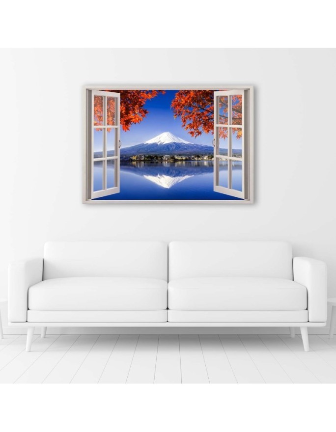 Window view of Fuji volcano - Canvas print modern | FEEBY