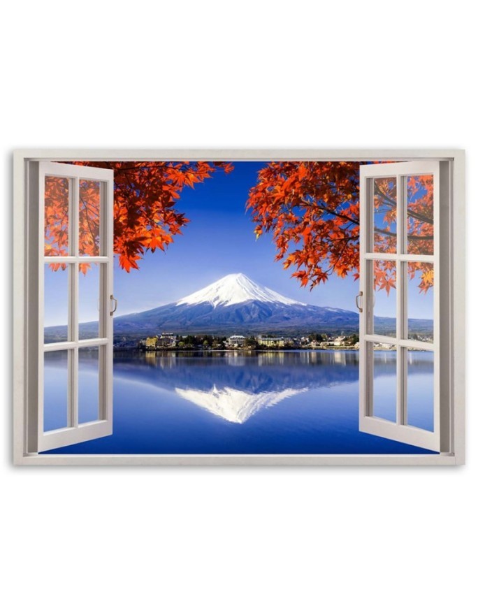 Window view of Fuji volcano - Canvas print modern | FEEBY