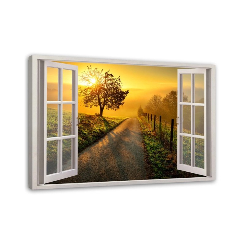 Window sunset over the road - Canvas print | FEEBY