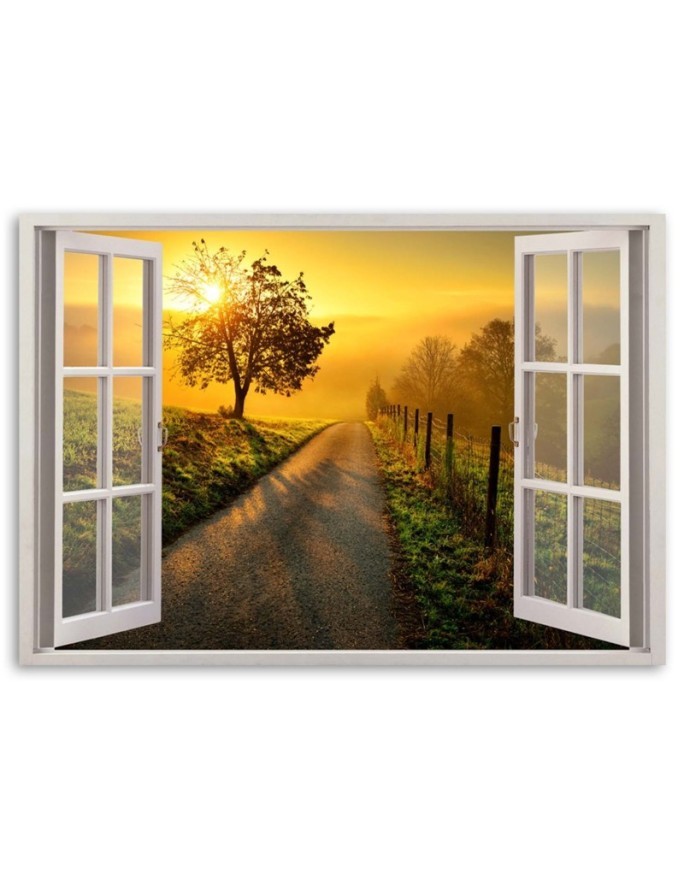 Window sunset over the road - Canvas print | FEEBY