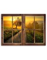 Window tree road sunset - Modern painting for living room | FEEBY
