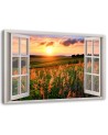 Window view of a field of flowers - Canvas prints for living room | FEEBY