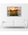 Window view of a field of flowers - Canvas prints for living room | FEEBY