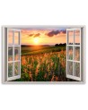 Window view of a field of flowers - Canvas prints for living room | FEEBY