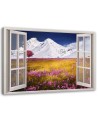 Canvas painting - Window snow-covered mountains landscape | FEEBY