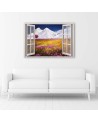 Canvas painting - Window snow-covered mountains landscape | FEEBY