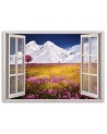 Canvas painting - Window snow-covered mountains landscape | FEEBY
