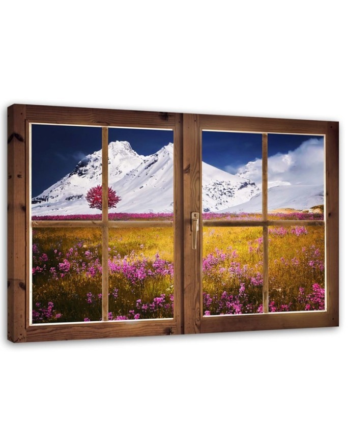 Canvas prints for bedroom modern - Window view of snowy mountains landscape | FEEBY