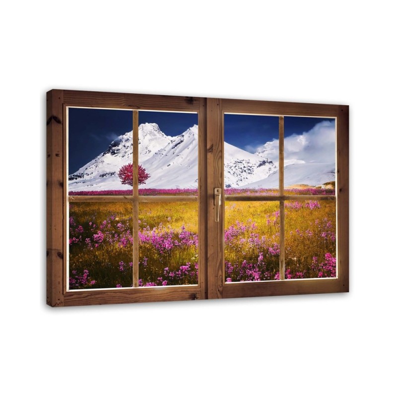 Canvas prints for bedroom modern - Window view of snowy mountains landscape | FEEBY