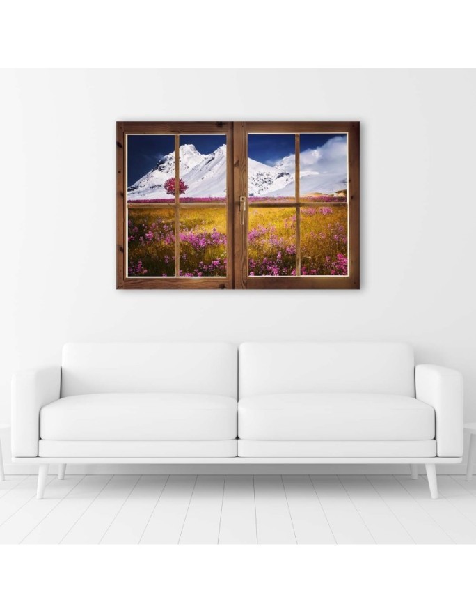 Canvas prints for bedroom modern - Window view of snowy mountains landscape | FEEBY