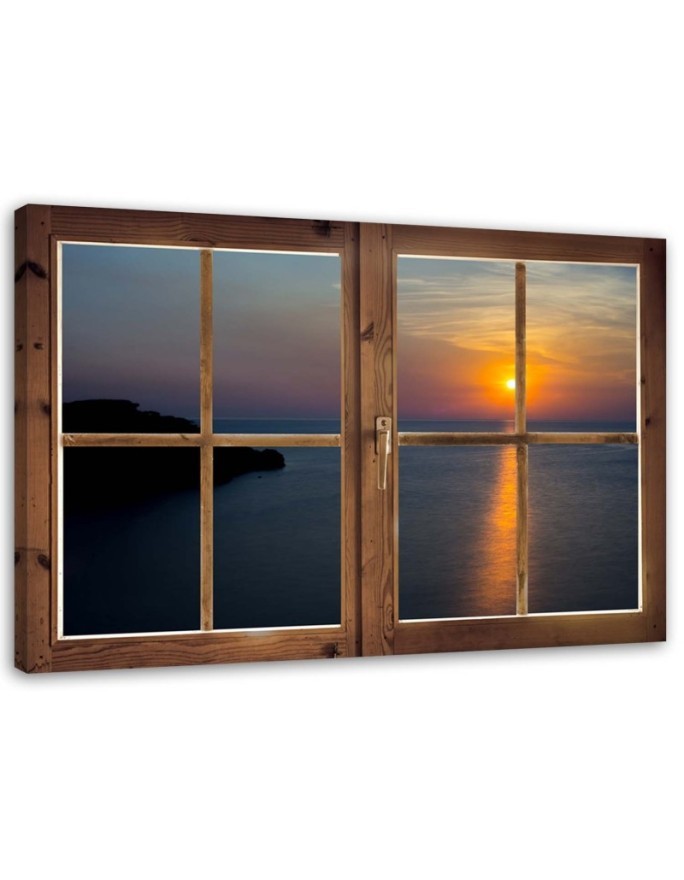 Canvas painting for living room - Window sunset over water | FEEBY