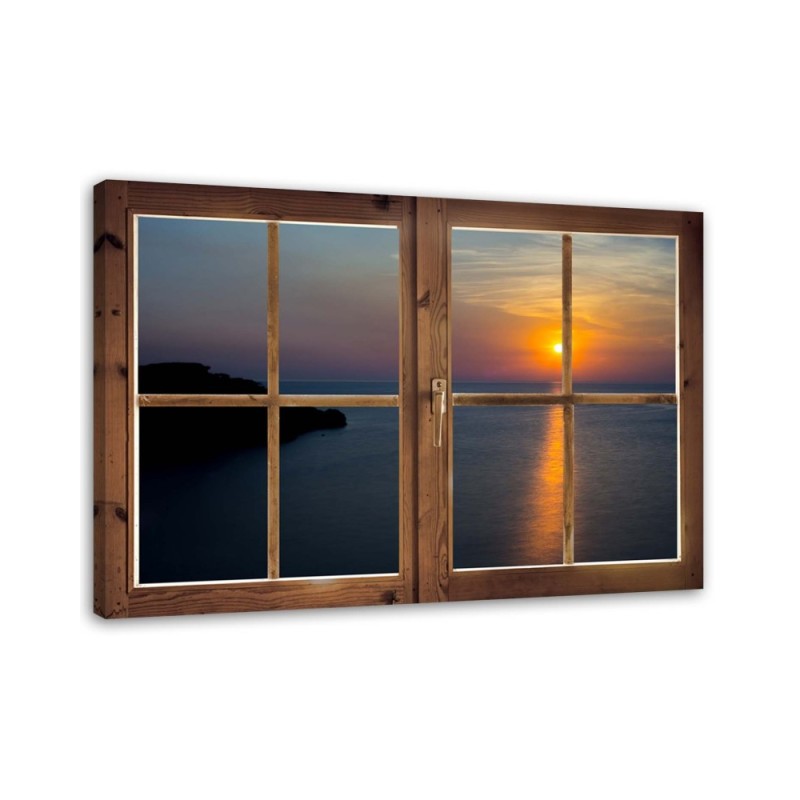 Canvas painting for living room - Window sunset over water | FEEBY