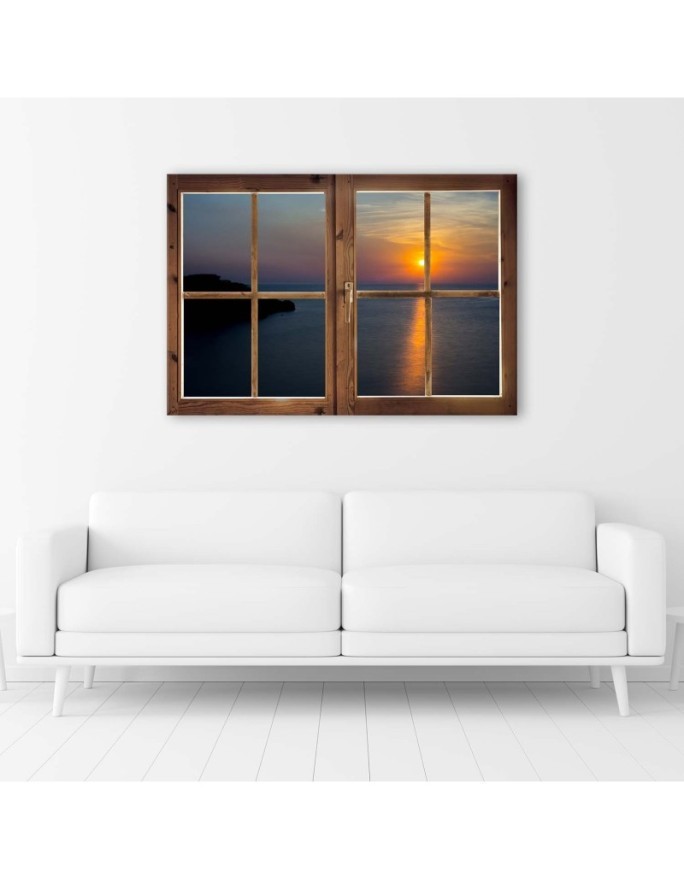 Canvas painting for living room - Window sunset over water | FEEBY