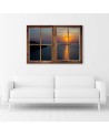 Canvas painting for living room - Window sunset over water | FEEBY