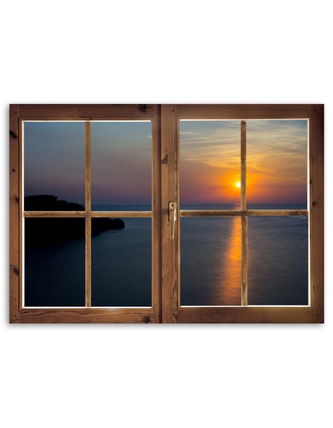 Canvas painting for living room - Window sunset over water | FEEBY