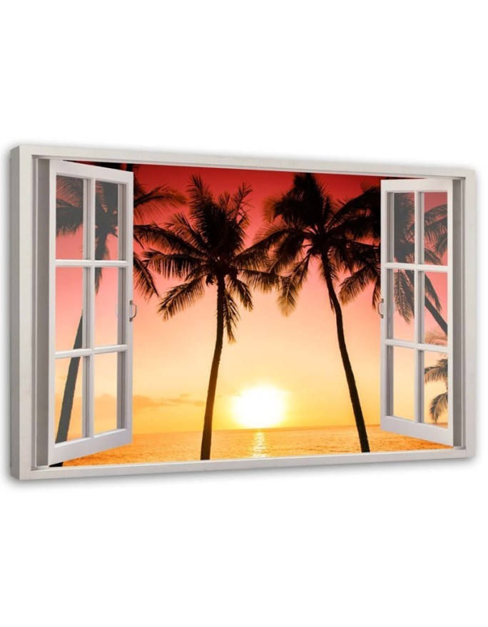 Canvas print modern - Window sun and palm trees | FEEBY