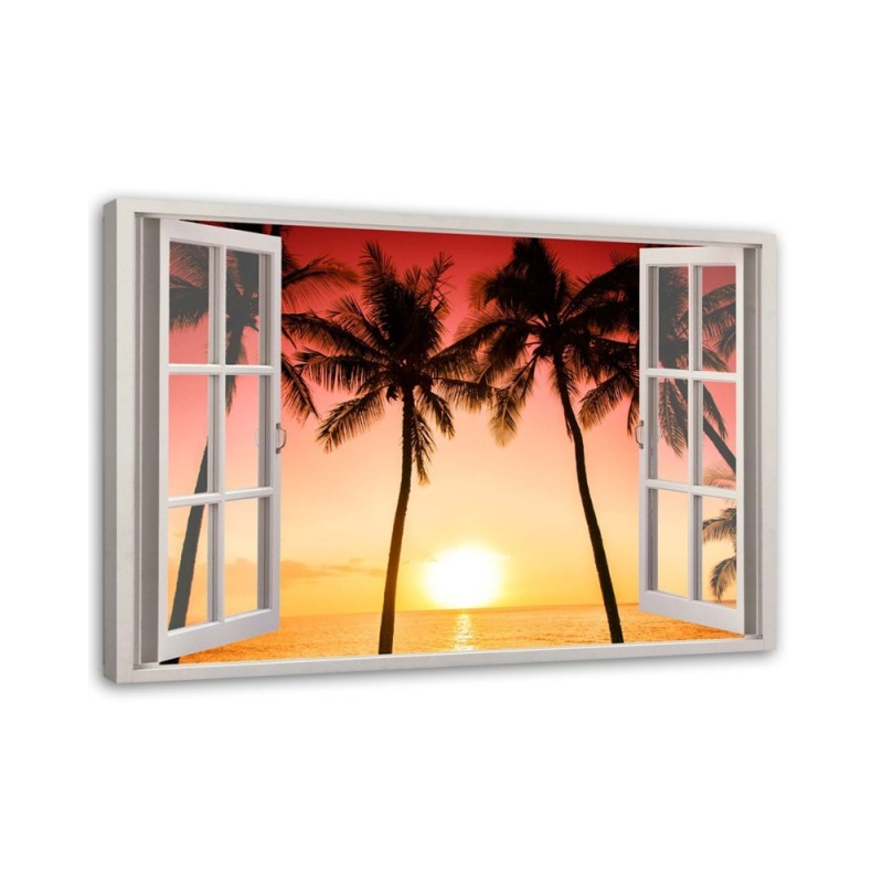Canvas print modern - Window sun and palm trees | FEEBY