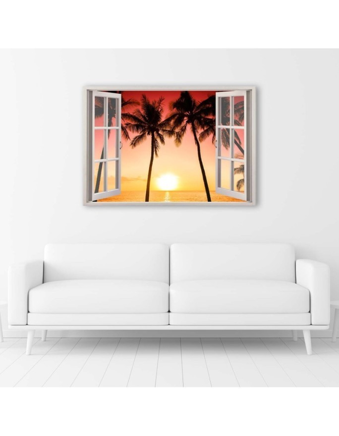 Canvas print modern - Window sun and palm trees | FEEBY