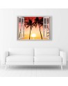 Canvas print modern - Window sun and palm trees | FEEBY