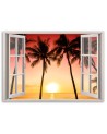 Canvas print modern - Window sun and palm trees | FEEBY