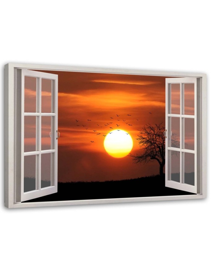 Canvas print Window - Sunset