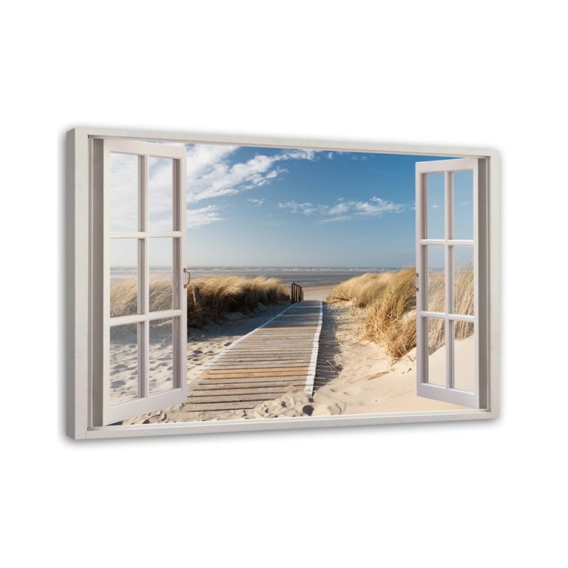 Canvas prints for living room - Window view of beach | FEEBY