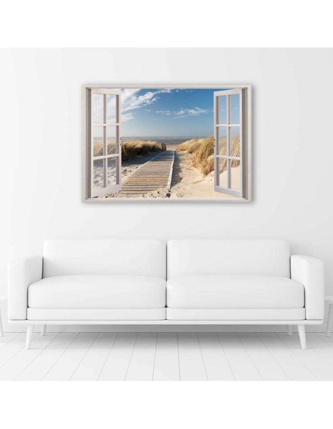Canvas prints for living room - Window view of beach | FEEBY