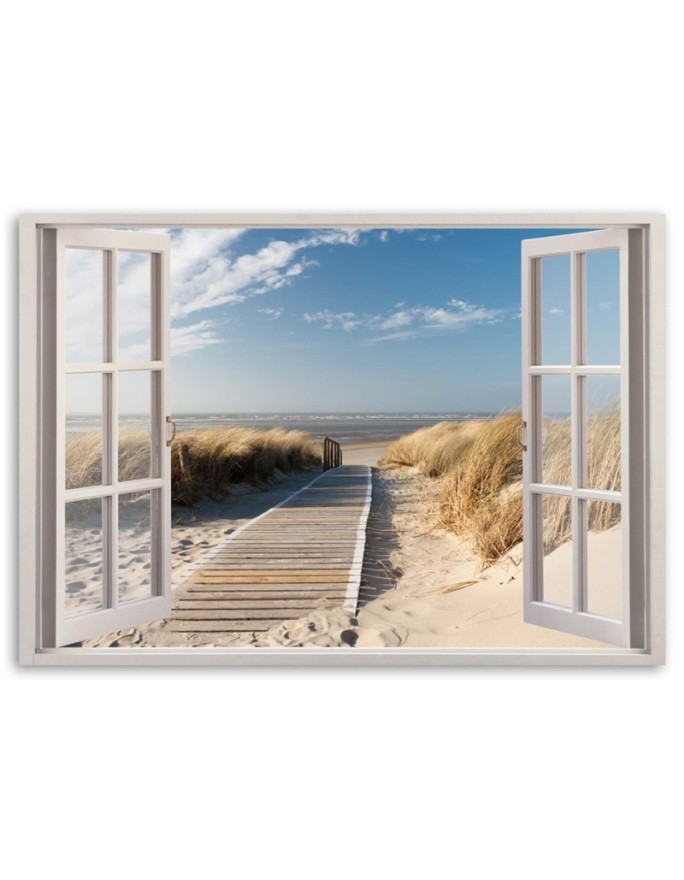 Canvas prints for living room - Window view of beach | FEEBY
