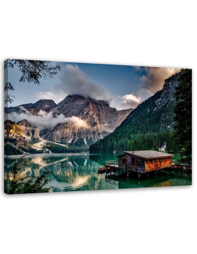 Canvas painting - Lake house in the mountains | FEEBY