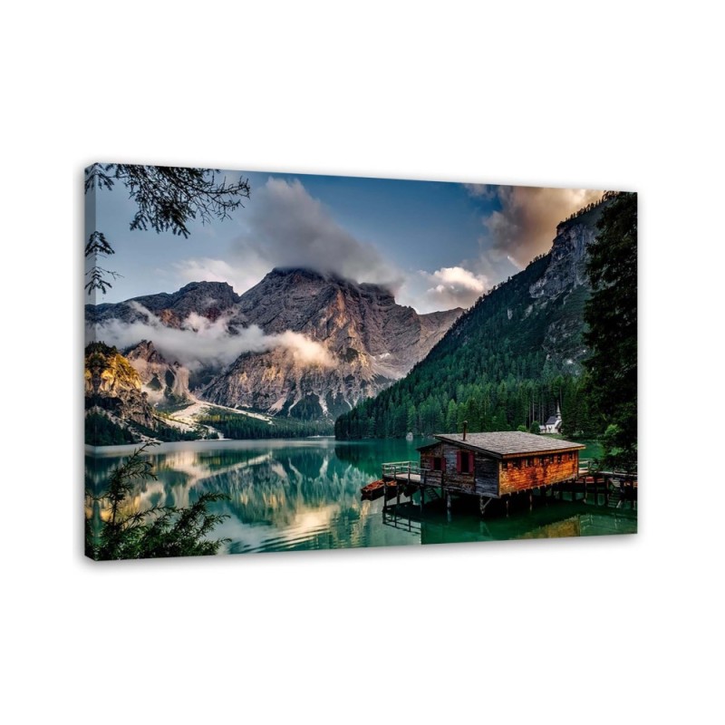 Canvas painting - Lake house in the mountains | FEEBY