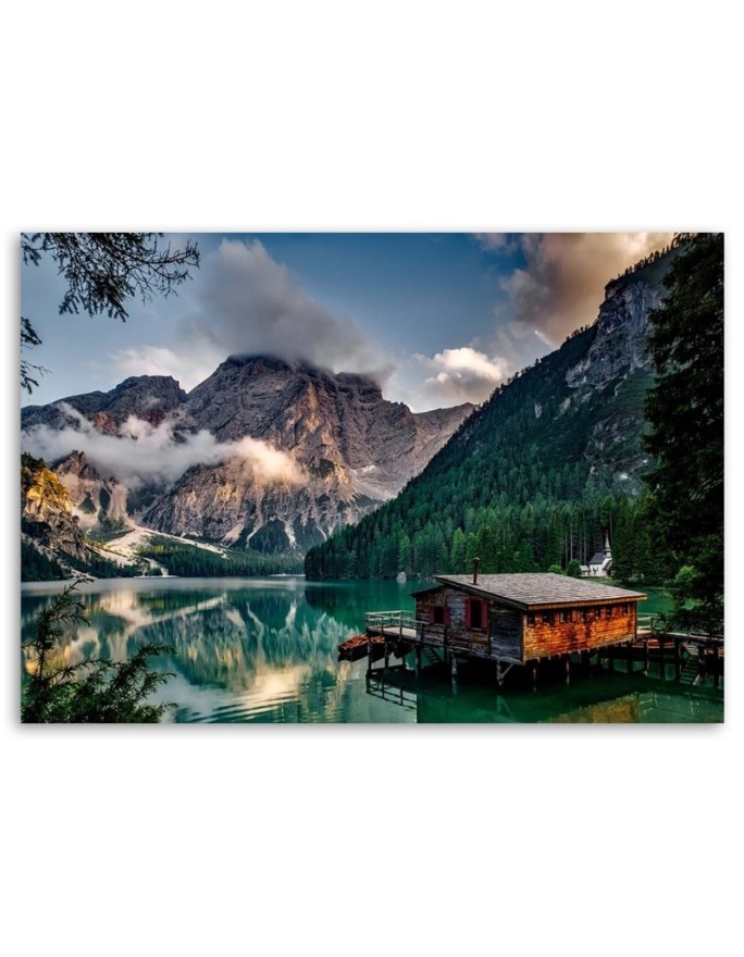 Canvas painting - Lake house in the mountains | FEEBY