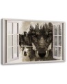 Modern Canvas painting for bedroom - Wolf window in the forest | FEEBY