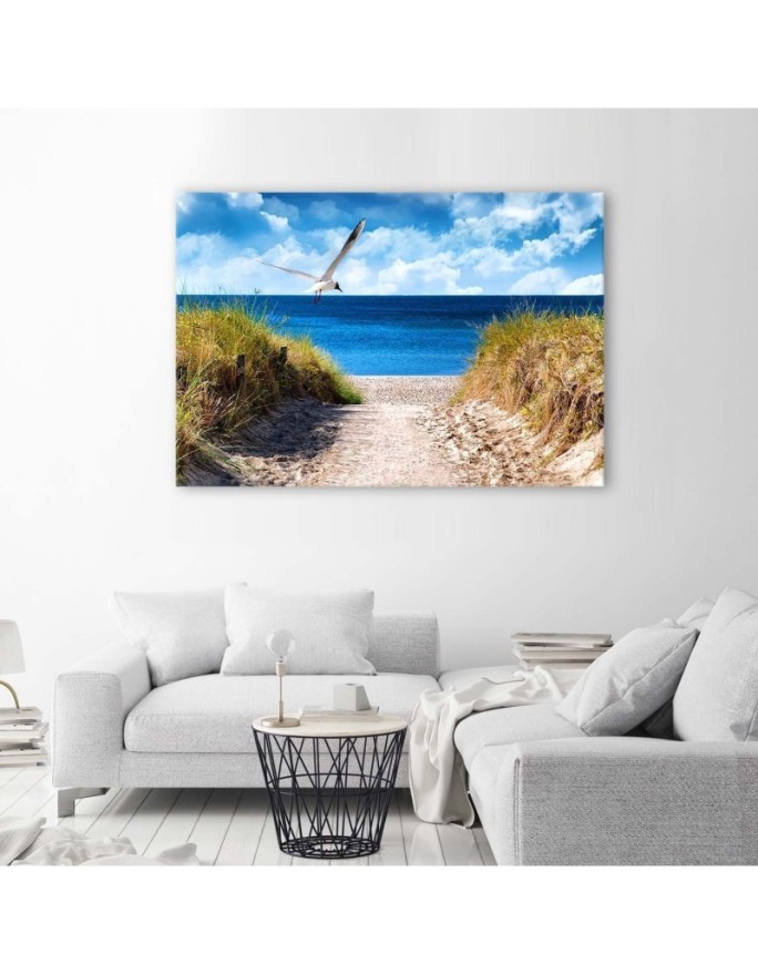 Canvas painting for living room - Beach path and seagull | FEEBY