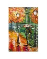 Canvas prints for living room - Rainy autumn on a road with lanterns | FEEBY