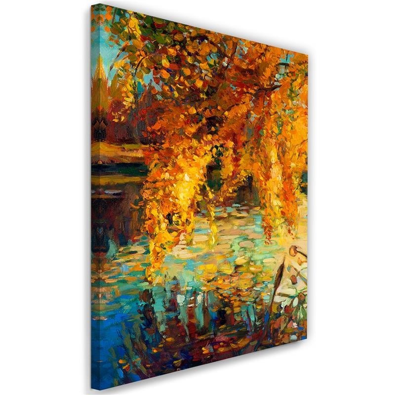 Canvas prints for living room - Painted autumn on a lake | FEEBY