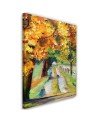 Autumn road as hand-painted - Canvas prints for living room | FEEBY