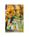 Autumn road as hand-painted - Canvas prints for living room | FEEBY