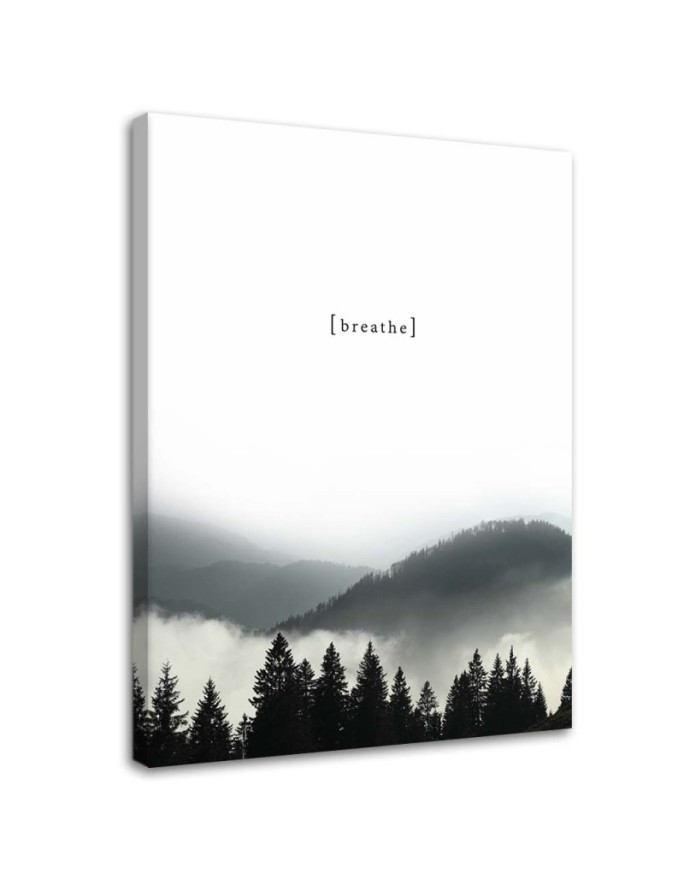 Breathe Mountains quotes - Canvas painting for living room | FEEBY