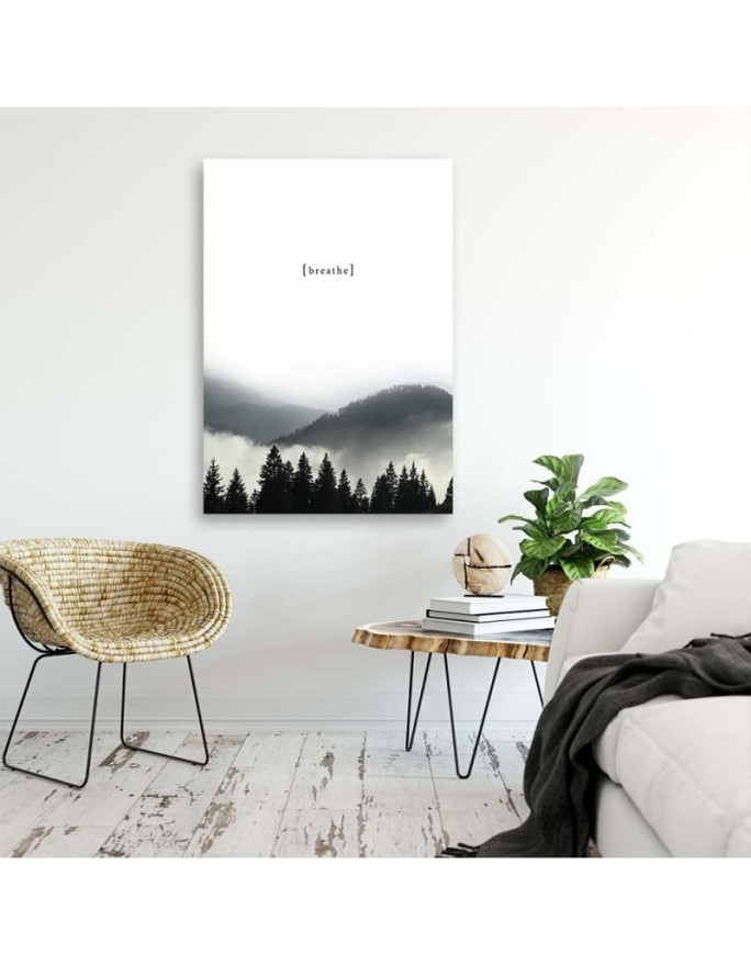 Breathe Mountains quotes - Canvas painting for living room | FEEBY